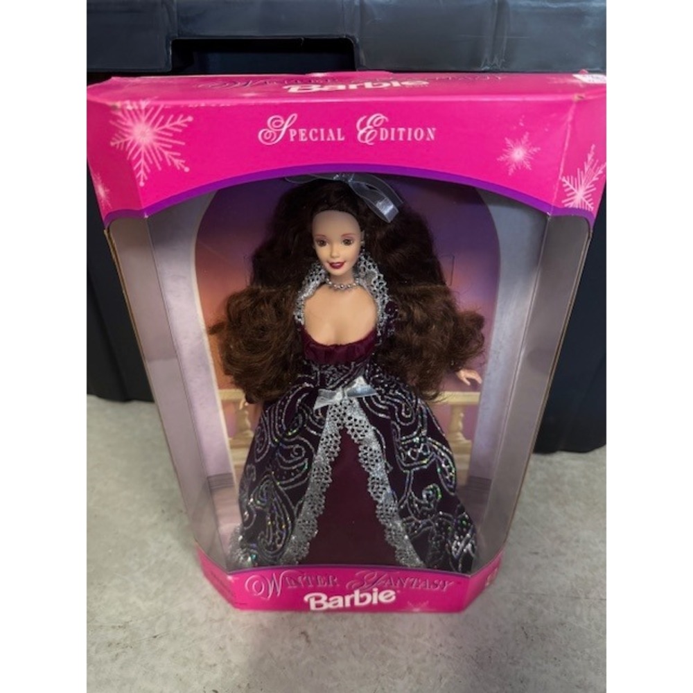 Barbie Winter‎ Fantasy Special Edition Doll Burgundy Silver Gown Brunette